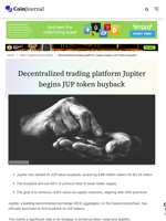 Decentralized trading platform Jupiter begins JUP token buyback - CoinJournal