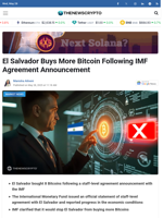 El Salvador Buys More Bitcoin Following IMF Agreement Announcement