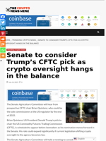 Senate to consider Trump's CFTC pick as crypto oversight hangs in the balance - The Crypto News Wire