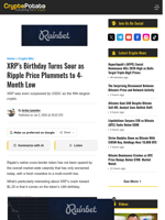 XRP's Birthday Turns Sour as Ripple Price Plummets to 4-Month Low