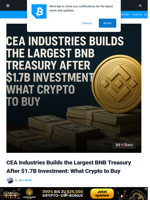 Best Crypto to Buy as Company Aims for Biggest BNB Treasury in the World