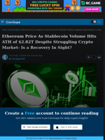 Ethereum Price As Stablecoin Volume Hits ATH of $2.82T Despite Struggling Crypto Market