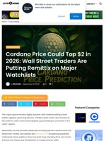 Cardano Price Could Top $2 in 2026: Wall Street Traders Are Putting Remittix on Major Watchlists | Live Bitcoin News