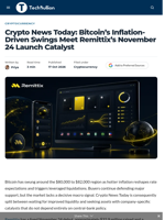 Crypto News Today: Bitcoin's Inflation-Driven Swings Meet Remittix's November 24 Launch Catalyst - TechBullion