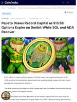 Best Crypto Presale: Pepeto Draws Record Capital as $13.5B Options Expire on Deribit While SOL and ADA Recover