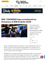IEM: YEKINDAR tops scoreboard on Overpass at IEM Kraków 2026