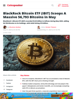 BlackRock Bitcoin ETF (IBIT) Scoops A Massive 56,793 Bitcoins in May - Coinspeaker