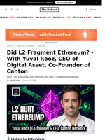Did L2 Fragment Ethereum? - With Yuval Rooz, CEO of Digital Asset, Co-Founder of Canton - 