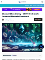 Ethereum Dives Sharply – $4,000 Break Sparks Concerns Of Extended Downtrend