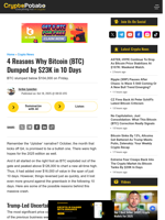 4 Reasons Why Bitcoin (BTC) Dumped by $23K in 10 Days