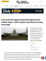 Iran and US signal potential agreement within days, with crypto sanctions as key leverage