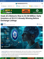 Ozak AI’s Meteoric Rise to $3.58 Million: Early Investors at $0.012 Already Winning Before Exchange Listings