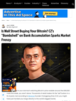 CZ Drops Bombshell: Are U.S. Banks Quietly Buying the Bitcoin Dip?