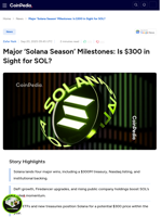 Major 'Solana Season' Milestones: Is $300 in Sight for SOL?