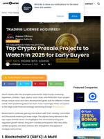 Top Crypto Presale Projects to Watch in 2025 for Early Buyers | Live Bitcoin News