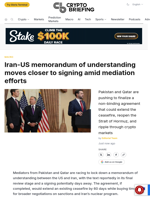 Iran-US memorandum of understanding moves closer to signing amid mediation efforts