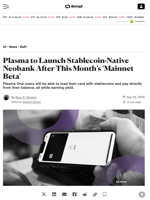 Plasma to Launch Stablecoin-Native Neobank After This Month’s ‘Mainnet Beta’ - Decrypt