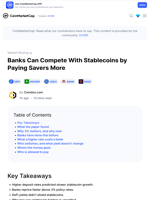 Banks Can Compete With Stablecoins by Paying Savers More: Guest Post by Coindoo.com | CoinMarketCap