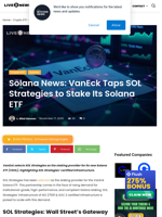 Solana News: VanEck Taps SOL Strategies to Stake Its Solana ETF | Live Bitcoin News