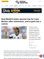 Real Madrid seeks special role for Luka Modric after retirement, and crypto has a cameo