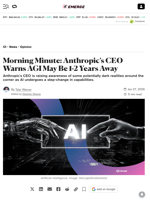 Morning Minute: Anthropic’s CEO Warns AGI May Be 1-2 Years Away - Decrypt