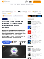 Solana ETFs Shine as Bitcoin, Ether Funds Bleed Over $300 Million – Markets and Prices Bitcoin News