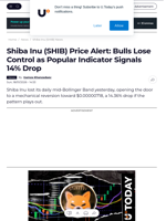 Shiba Inu (SHIB) Price Alert: Bulls Lose Control as Popular Indicator Signals 14% Drop - U.Today