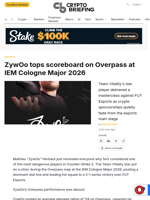 ZywOo tops scoreboard on Overpass at IEM Cologne Major 2026