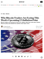 Why Bitcoin Traders Are Eyeing This Week's Upcoming US Inflation Print - Decrypt