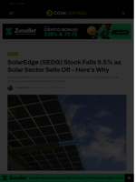 SolarEdge (SEDG) Stock Falls 9.5% as Solar Sector Sells Off - Here's Why - CoinCentral