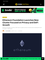 Ethereum Foundation Launches New Cluster Focused on Privacy and DeFi Growth