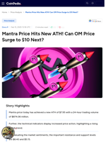 Mantra Price Hits New ATH! Can OM Price Surge to $10 Next?