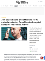 Jeff Bezos backs $450M round for AI materials startup CuspAI as tech capital hunts for real-world AI bets