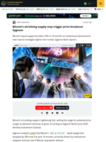 Bitcoin Supply Shrinks 30%, Demand Shocks Loom: Sygnum