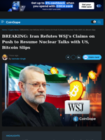BREAKING: Iran Refutes WSJ's Claims on Push to Resume Nuclear Talks with US, Bitcoin Slips