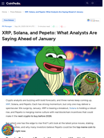 XRP, Solana, and Pepeto: What Analysts Are Saying Ahead of January