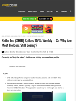 Shiba Inu (SHIB) Spikes 15% Weekly - So Why Are Most Holders Still Losing?