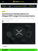 Saudi Aramco Breaks Silence on Alleged XRP Ledger Partnership Claims - CoinCentral