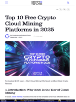 Top 10 Free Crypto Cloud Mining Platforms in 2025