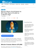 Bitcoin Bears Annihilated as BTC Rips Past $75,000 to 2-Month High ⋆ ZyCrypto