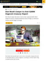Musk’s lawyer Alex Spiro to chair $200M Dogecoin treasury company