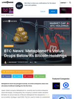 BTC News: Metaplanet’s Value Drops Below Its Bitcoin Holdings | Live Bitcoin News