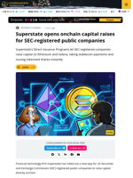 Superstate Launches Direct Issuance Programs On Ethereum And Solana