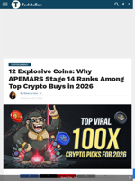 12 Explosive Coins: Why APEMARS Stage 14 Ranks Among Top Crypto Buys in 2026 - TechBullion