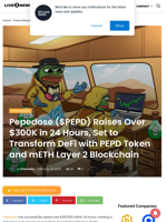 Pepedose ($PEPD) Raises Over $300K in 24 Hours, Set to Transform DeFi with PEPD Token and mETH Layer 2 Blockchain | Live Bitcoin News