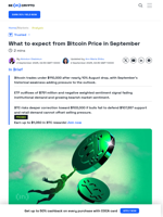 Can BTC Price Avoid September’s Historical Downtrend?