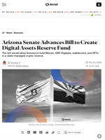 Arizona Senate Advances Bill to Create Digital Assets Reserve Fund - Decrypt