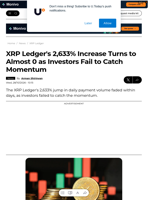 XRP Ledger's 2,633% Increase Turns to Almost 0 as Investors Fail to Catch Momentum - U.Today