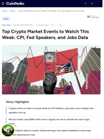 Top Crypto Market Events to Watch This Week: CPI, Fed Speakers, and Jobs Data