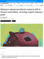 Missouri advances bitcoin reserve bill to House committee, reviving crypto treasury push | The Block